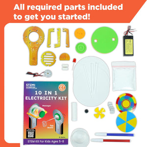 10-in-1 Electricity Kit with various components on a white background. Butterfly EduFields 10in1 Ultimate Electricity Kit | Science Project Kit | Stem Toys for Kids at go science_image 3