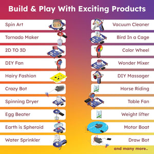 List of exciting products to build and play with, each with an icon and name.