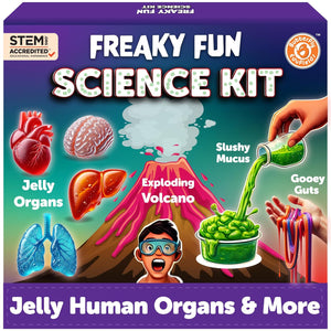 Freaky Fun Science Kit packaging with colorful illustrations and text.
