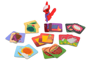 Set of colorful children's educational cards on a white background