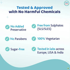Chicco Product label with safety and approval information on a blue background. Bubble Gum Toothpaste 12M to 6Y 50g go littles product image 8