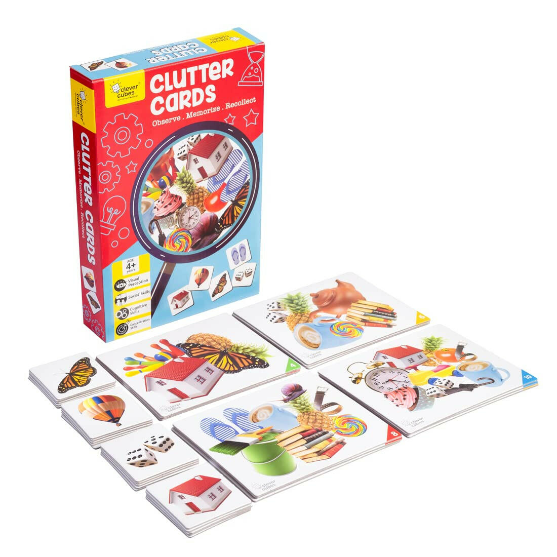 Clever Cubes Clutter Cards Go Science Early Learning | Observe | Memorize | Recollect.