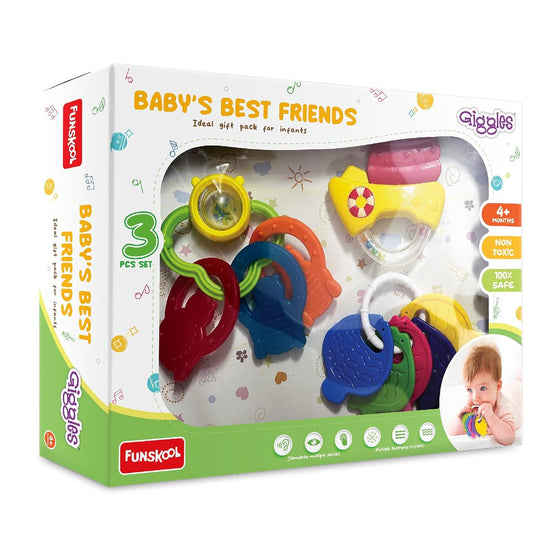 Funskool Giggles Baby's Best Friends at Go Littles product image 1. Funskool Giggles Baby's Best Friends toy set packaging on a white background