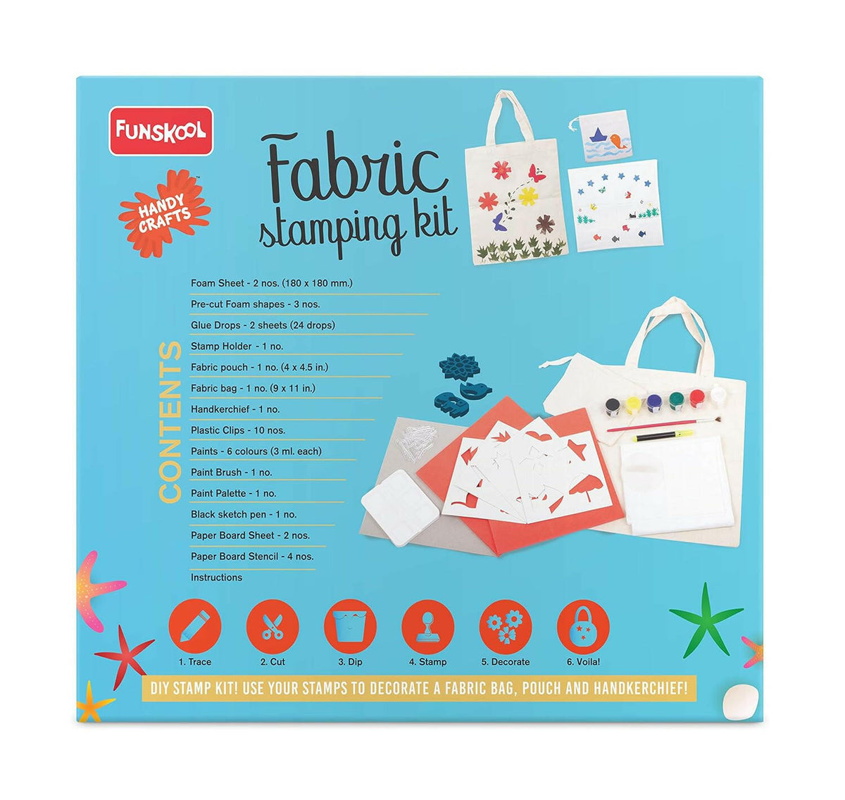 FUNSKOOL (INDIA) LTD Fabric Stamping Kit Go Science Fabric Art Stamp Techniques, Fabric Art Decoration.