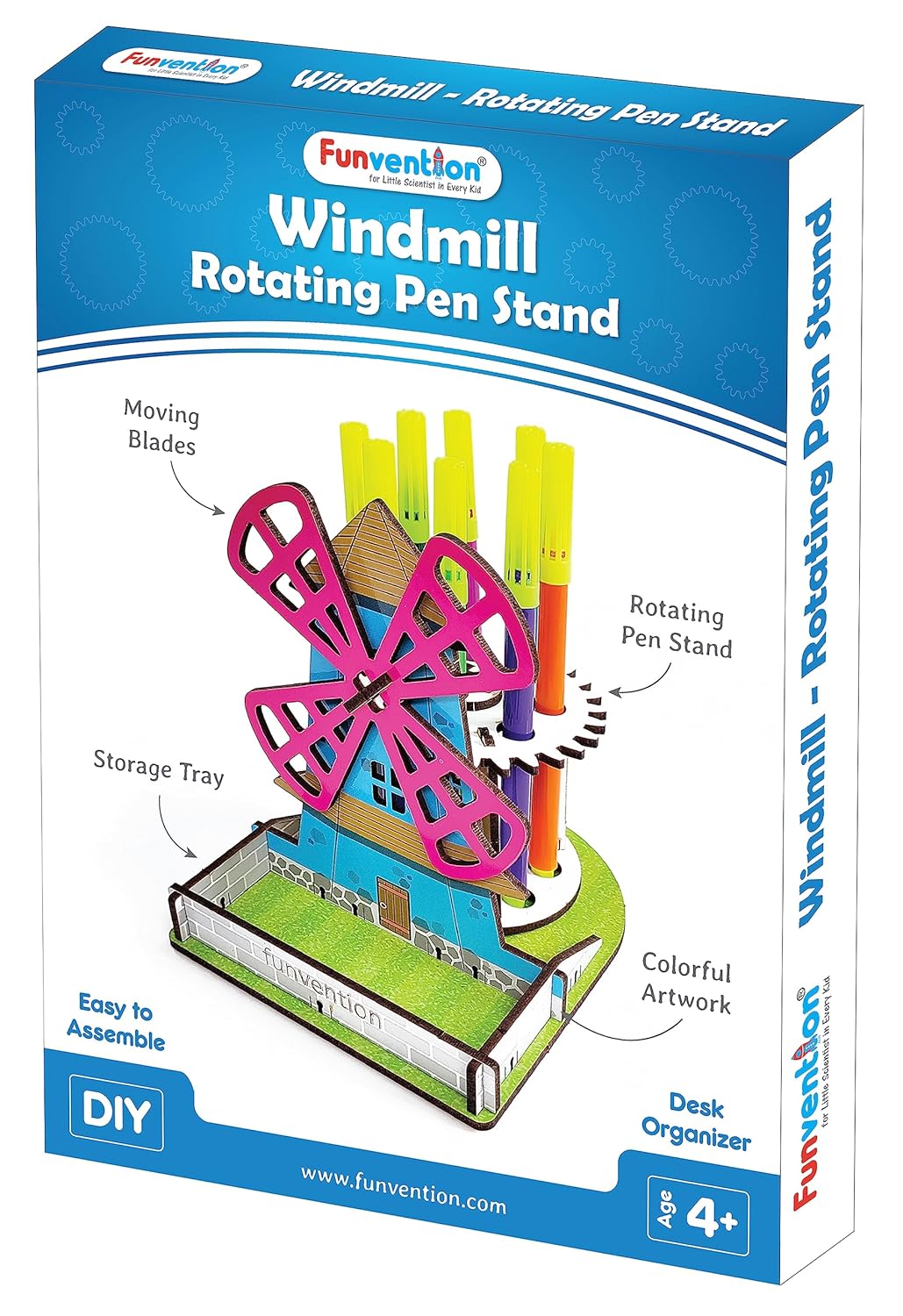 Funvention Windmill DIY Pen Stand Mechanical Model Desk Organizer for 4+ Years Kids 3D Puzzle Art and Craft_goscience_productimage_1