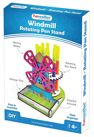 Funvention Windmill DIY Pen Stand Mechanical Model Desk Organizer for 4+ Years Kids 3D Puzzle Art and Craft_goscience_productimage_1