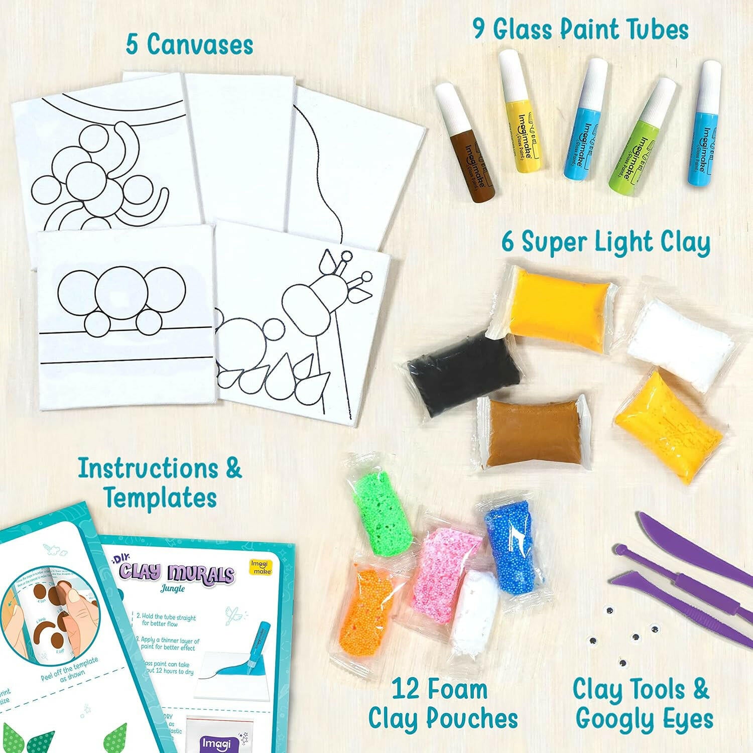 Imagimake Clay Murals - Jungle - Modelling Clay & Glass Paint  Go Science Goods.