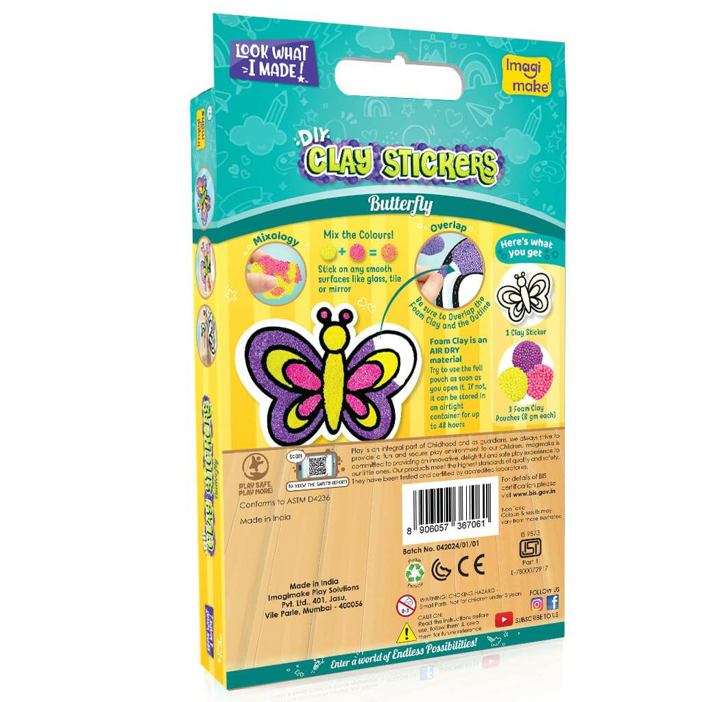Imagimake Clay Sticker Butterfly  Go Science For Age 3 Yrs +.