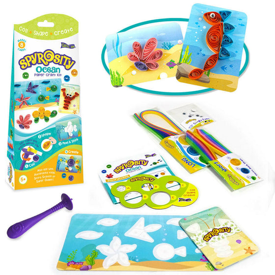 Imagimake Spyrosity Ocean Theme Craft Kit Go Science DIY | CRAFT KIT | Quilling | AGE 5+ | OCEAN THEME.