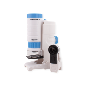 Microscope with focus knob on a white background. Itsy Bitsy DIY STEM Learning Kit Microscope Box available at Go Science image 6