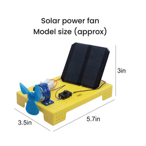 Solar power fan with dimensions labeled on a white background. Itsy Bitsy Solar Powered Fan Go Science product image 4