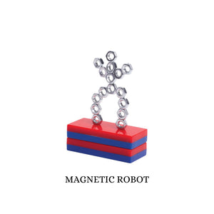 Magnetic robot toy with red and blue base on a white background. Magnetic Levitation Kit itsy bitsy at Go science product image 4
