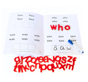 Open book with word exercises and scattered letters on a white background. NerdNerdy Dyslexia Kit/ learning disability kit available at Go Science image 2