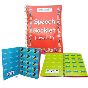 Speech booklet with colorful pages and 'nerdnerdy' branding on a white background. Available at Go Science