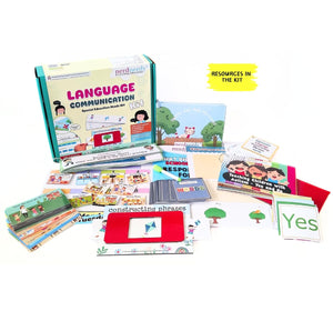 Educational language communication kit with cards and books on a white background. Nerd Nerdly Language Communication Special Education Needs Kit available at go science_image 6