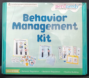 Behavior Management Kit packaging with illustrations on a teal background