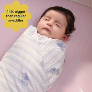 Nintara Baby Muslin Baby Swaddle Extra-Large 47" x 47" Little Elephants Design at go littles product image 3