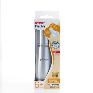 Pigeon stainless steel bottle packaging on a white background. Pigeon Steel Feeding Bottle 220ml Y Size 6months+ go little product image 2