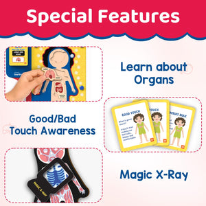 Educational product with features for learning about organs, touch awareness, and magic X-ray. Smartivity Human Body Puzzle for Kids available at go science product image 5