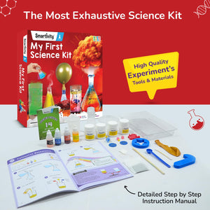 Smartivity My First Science Kit with experiment tools and materials on a red background. Smartivity My First Science Kit available at Go Science product image 7