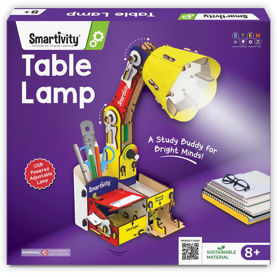 Smartivity Table Lamp packaging on a purple background.Smartivity Table Lamp available at Go Science Product image