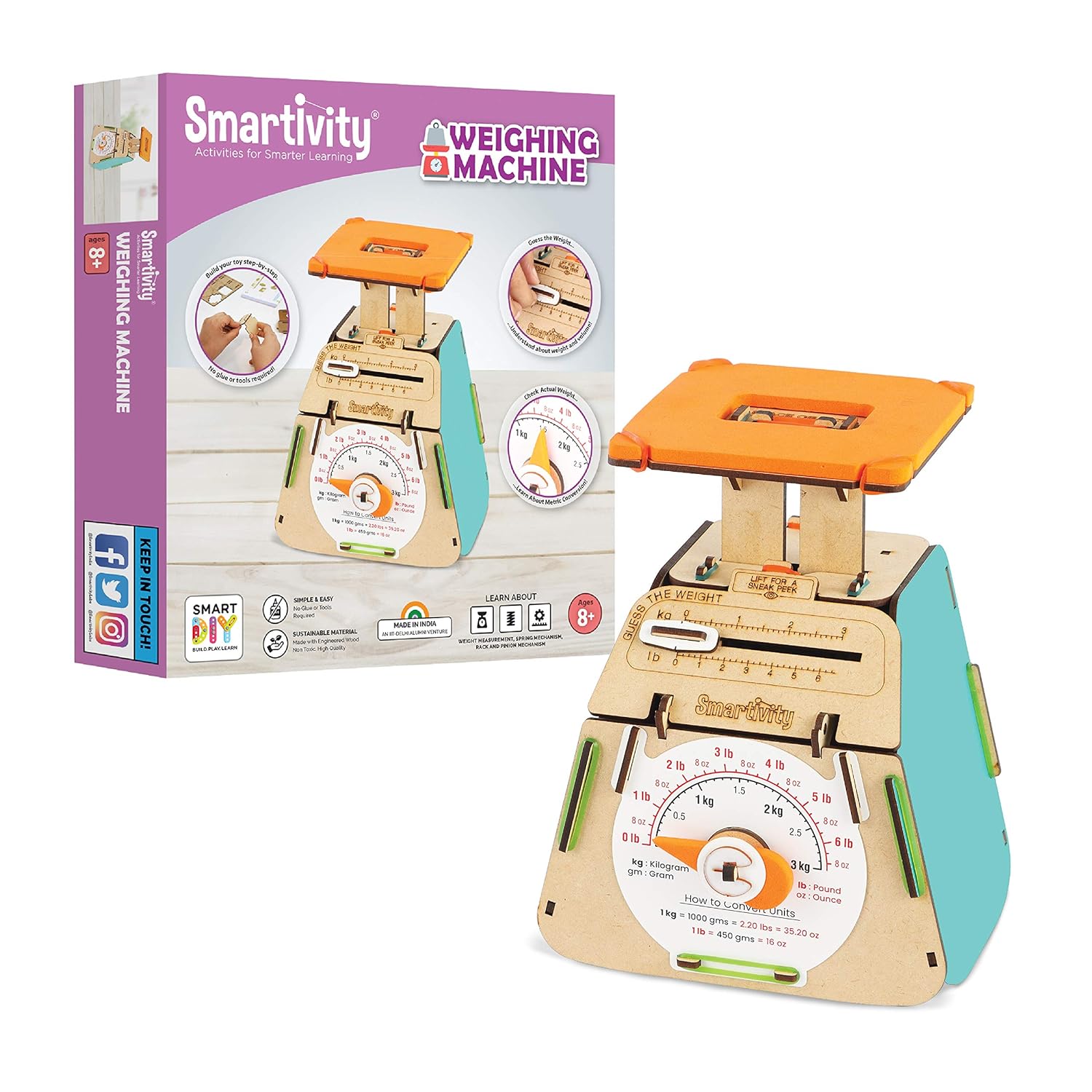 Smartivity Weighing Machine educational toy with packaging on a white background. Available at Go Science