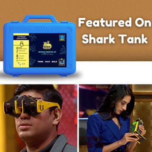 Blue Wiblox kit with text 'Featured On Shark Tank' and images of people wearing goggles.