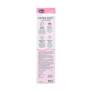 Chicco Extra Soft tapers packaging on a white background. chicco Toothbrush Pink 6M to 36M go littles product image 3