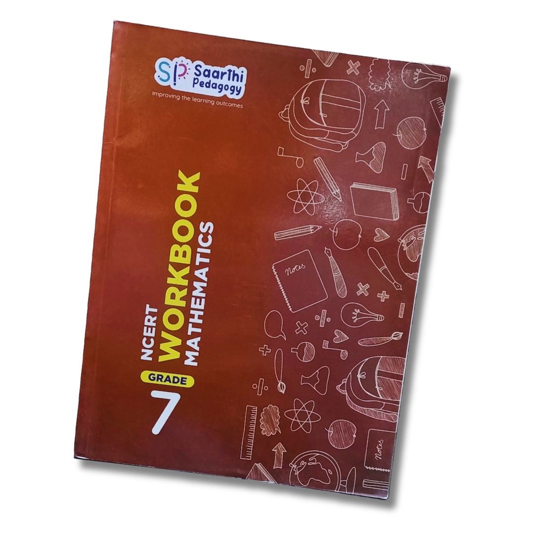 Front cover of Grade 7 NCERT Maths Workbook by Saarthi Pedagogy, available at Go Science Chennai