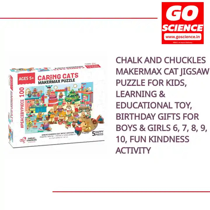 Chalk and Chuckles Makermax Cat Jigsaw Puzzle for Kids, Learning & Educational Toy, Birthday Gifts for Boys & Girls 6, 7, 8, 9, 10, Fun Kindness Activity by@Outfy