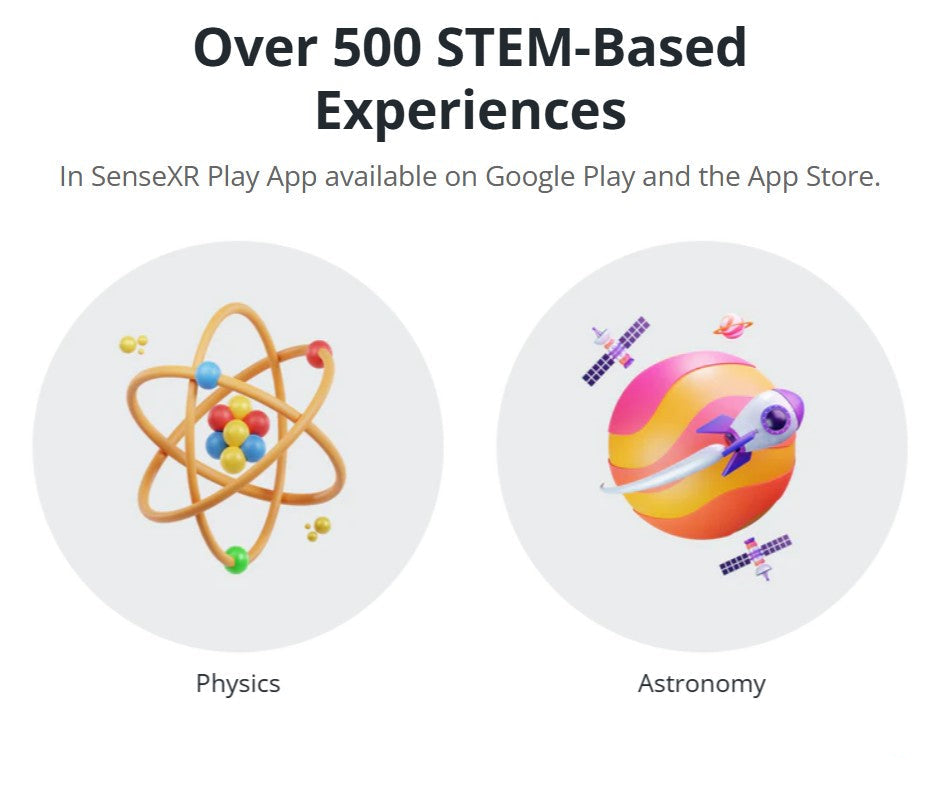 Sense XR AR-VR Educational Controller BY Tech XR available at Go Science features over 500 STEM-based experiences in physics and astronomy.