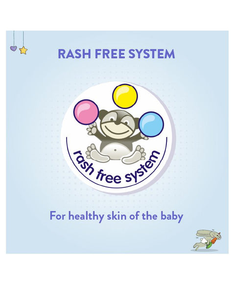 Rash Free System logo with a monkey holding balloons on a light blue background. Bella Baby Diaper XS(24’s) go littles product image 4