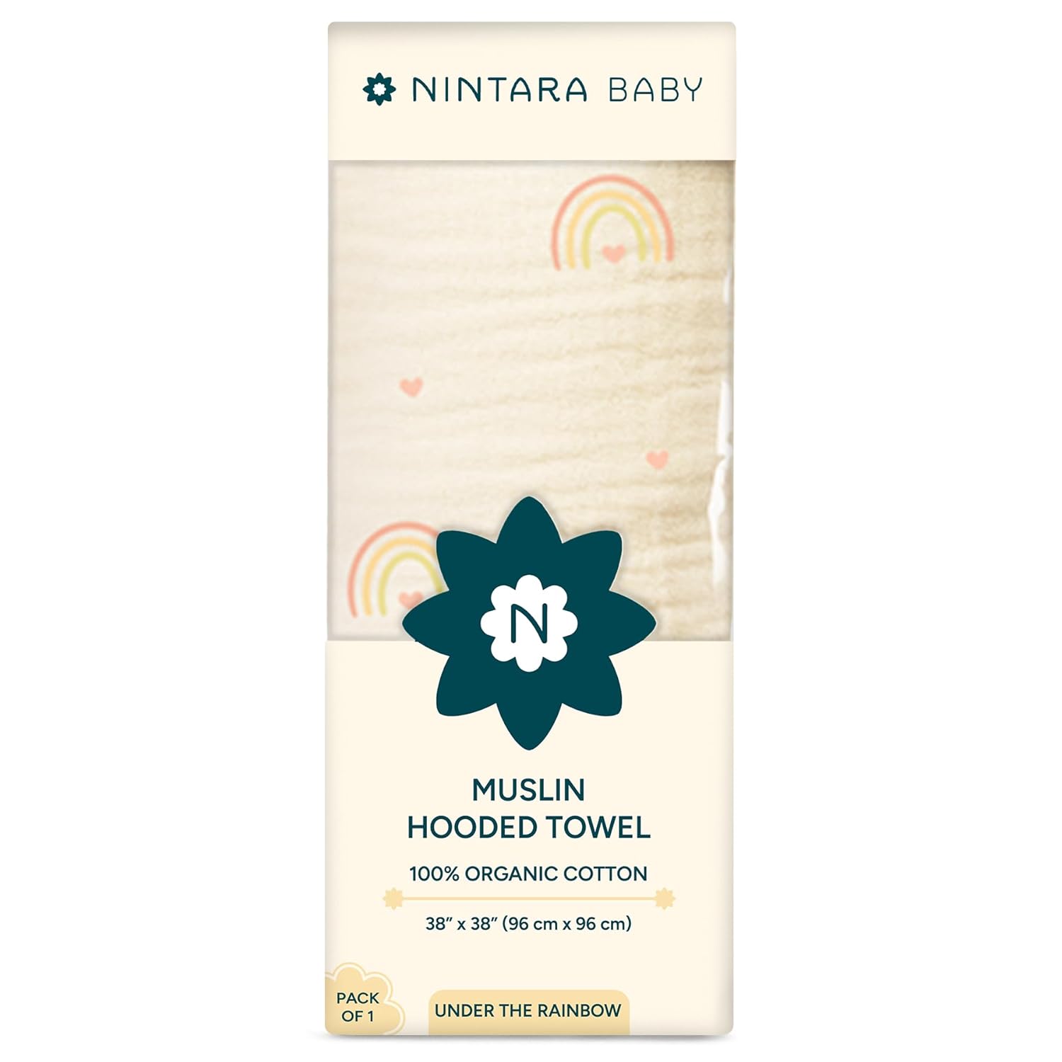 Buy Nintara Baby Muslin Baby Hooded Towel Under the Rainbow at Go Littles main product image