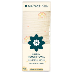 Buy Nintara Baby Muslin Baby Hooded Towel Under the Rainbow at Go Littles main product image