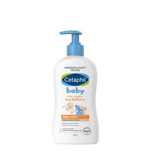 Cetaphil baby daily lotion bottle on a white background. Cetaphil Baby Daily Lotion with Organic Calendula go littles product main image