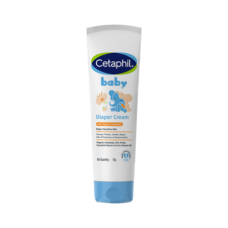 Cetaphil baby diaper cream tube on a white background. Cetaphil Baby Diaper Rash Cream 70g go littles product main image 