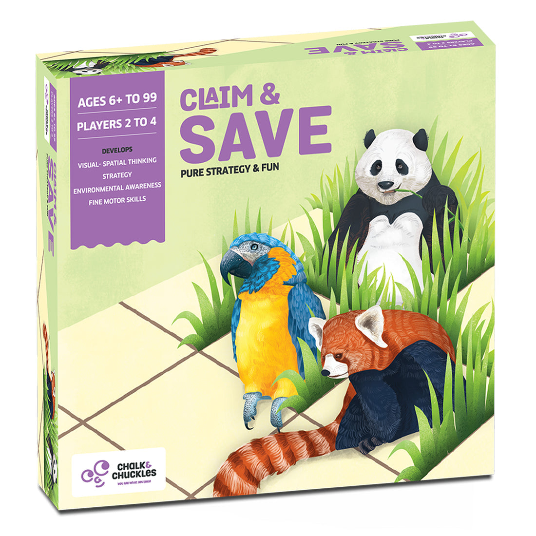 Chalk and Chuckles Claim and Save- Strategy Game, Learn About Wildlife Animals, Endangered Species Go Science Image 1