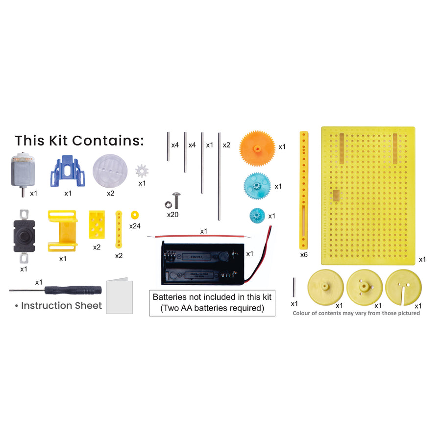 List of components included in a kit with icons and text on a white background. DIY STEM Learning Kit Build Your Own Quadruped Robot go science product image 3
