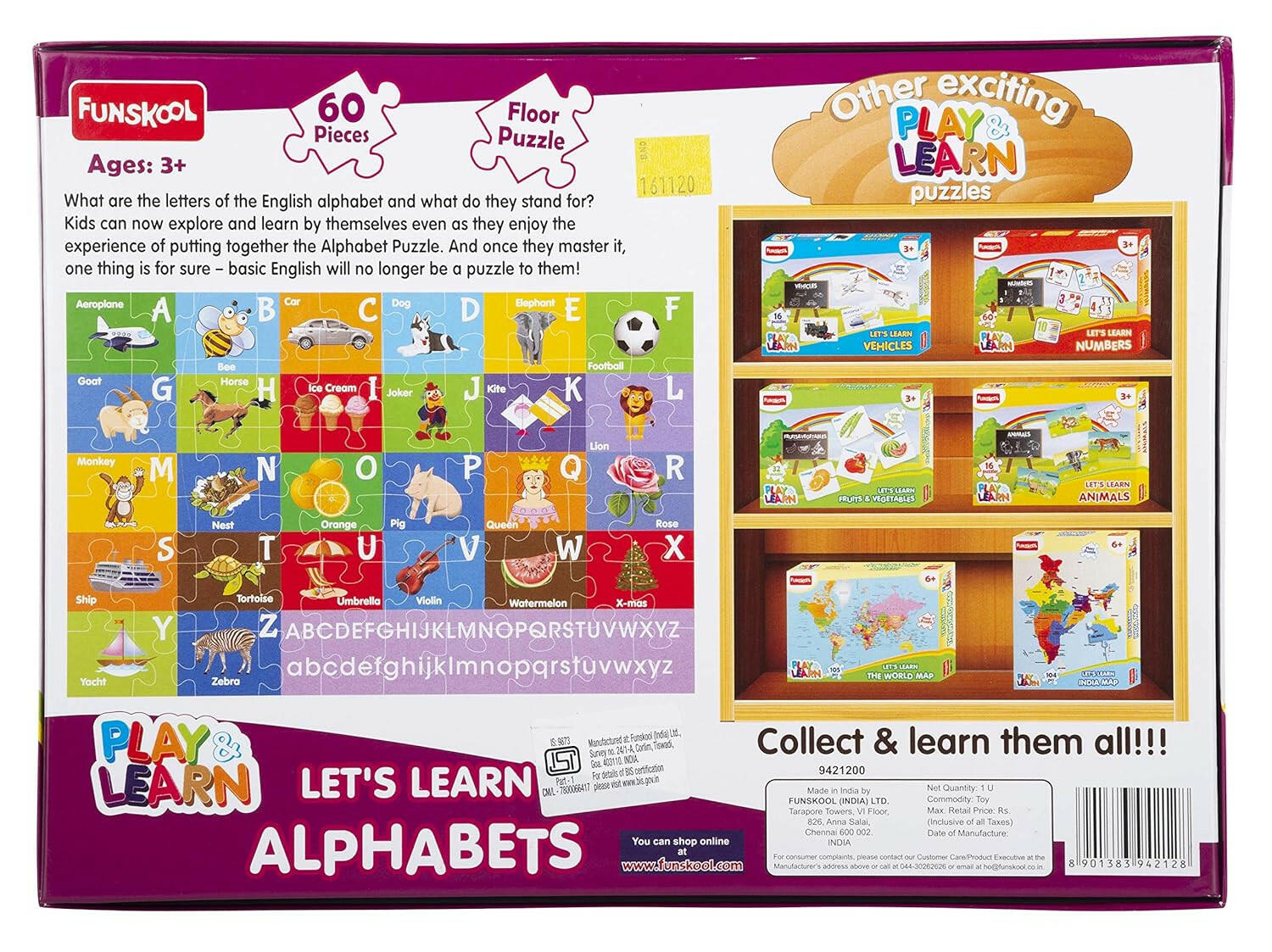 FUNSKOOL (INDIA) LTD Alphabets Puzzle  Go Science Goods.