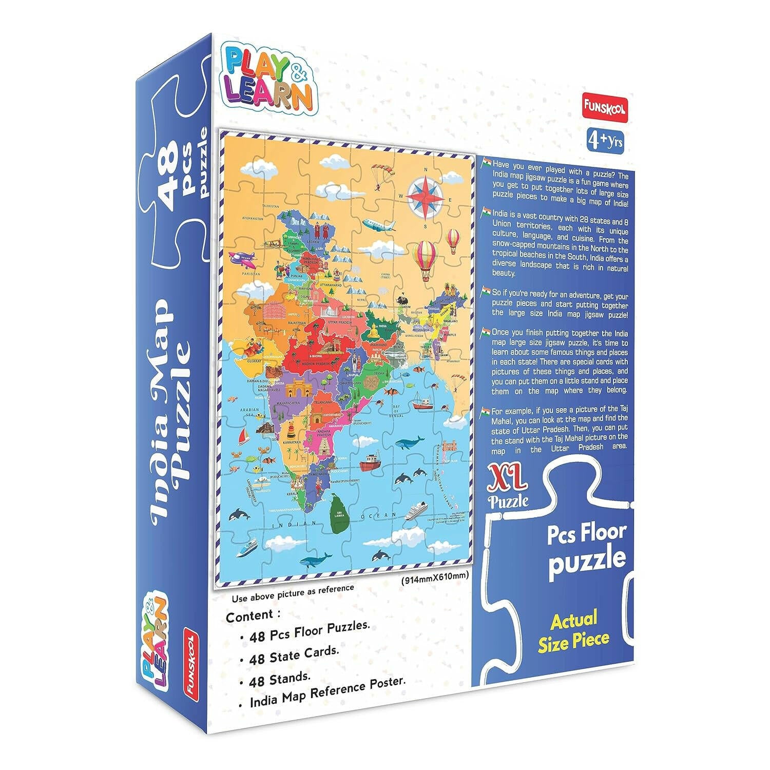 FUNSKOOL (INDIA) LTD India Map 48 Pcs Puzzle -Xl  Go Science Goods.