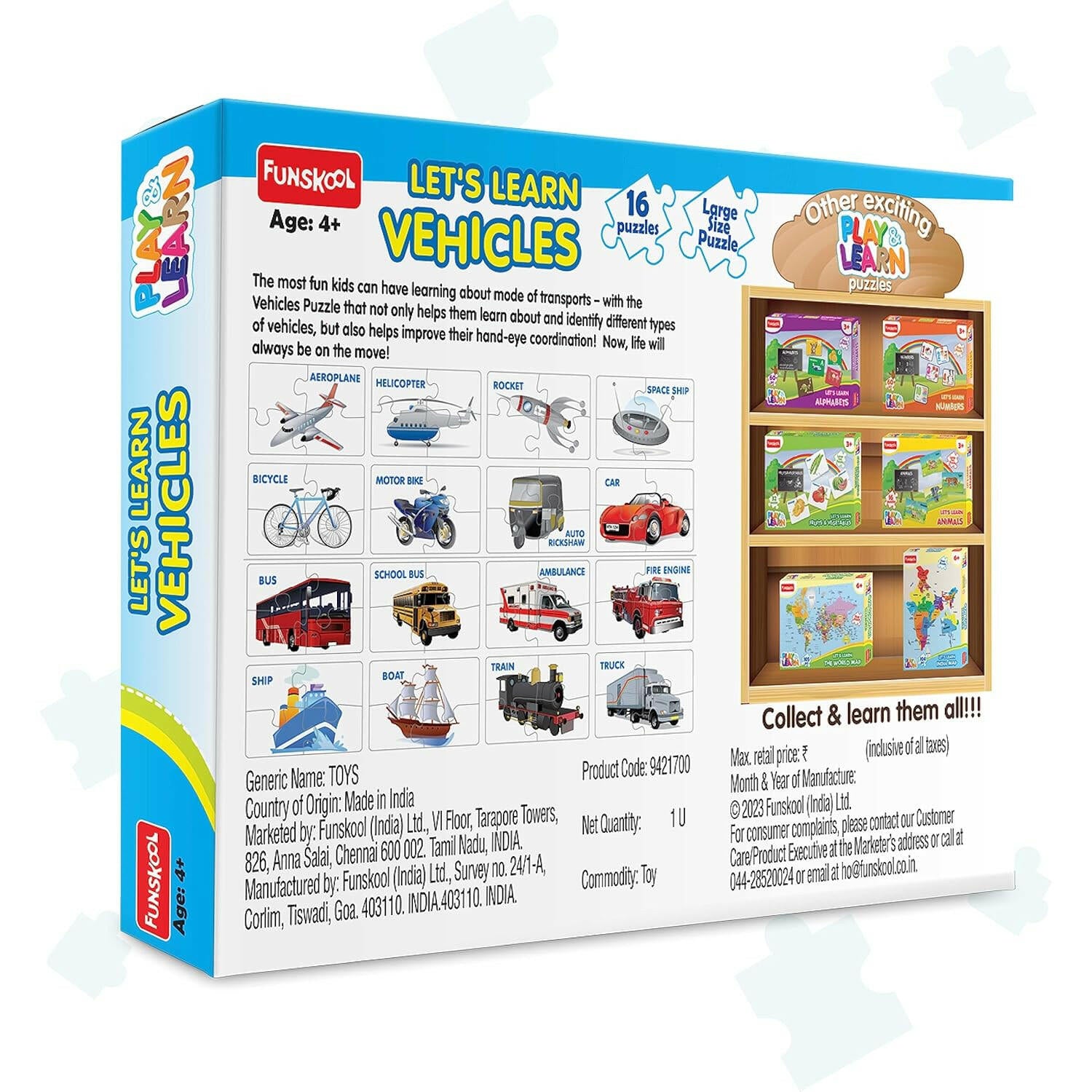 FUNSKOOL (INDIA) LTD Transport Puzzle (Learn Vehicles)  Go Science Goods.