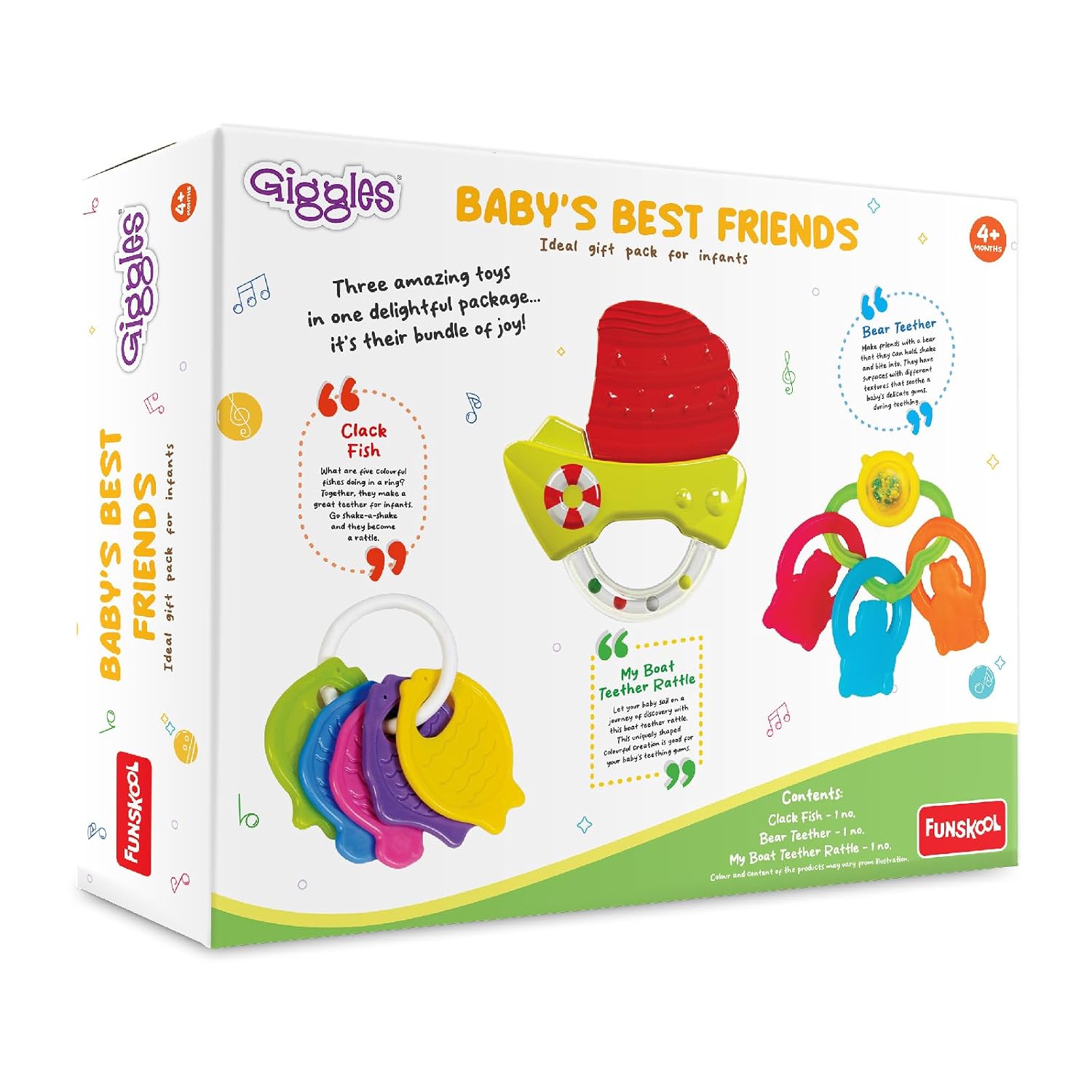 Funskool Giggles Baby's Best Friends at Go Littles product image 2. Giggles Baby's Best Friends toy set packaging on a white background