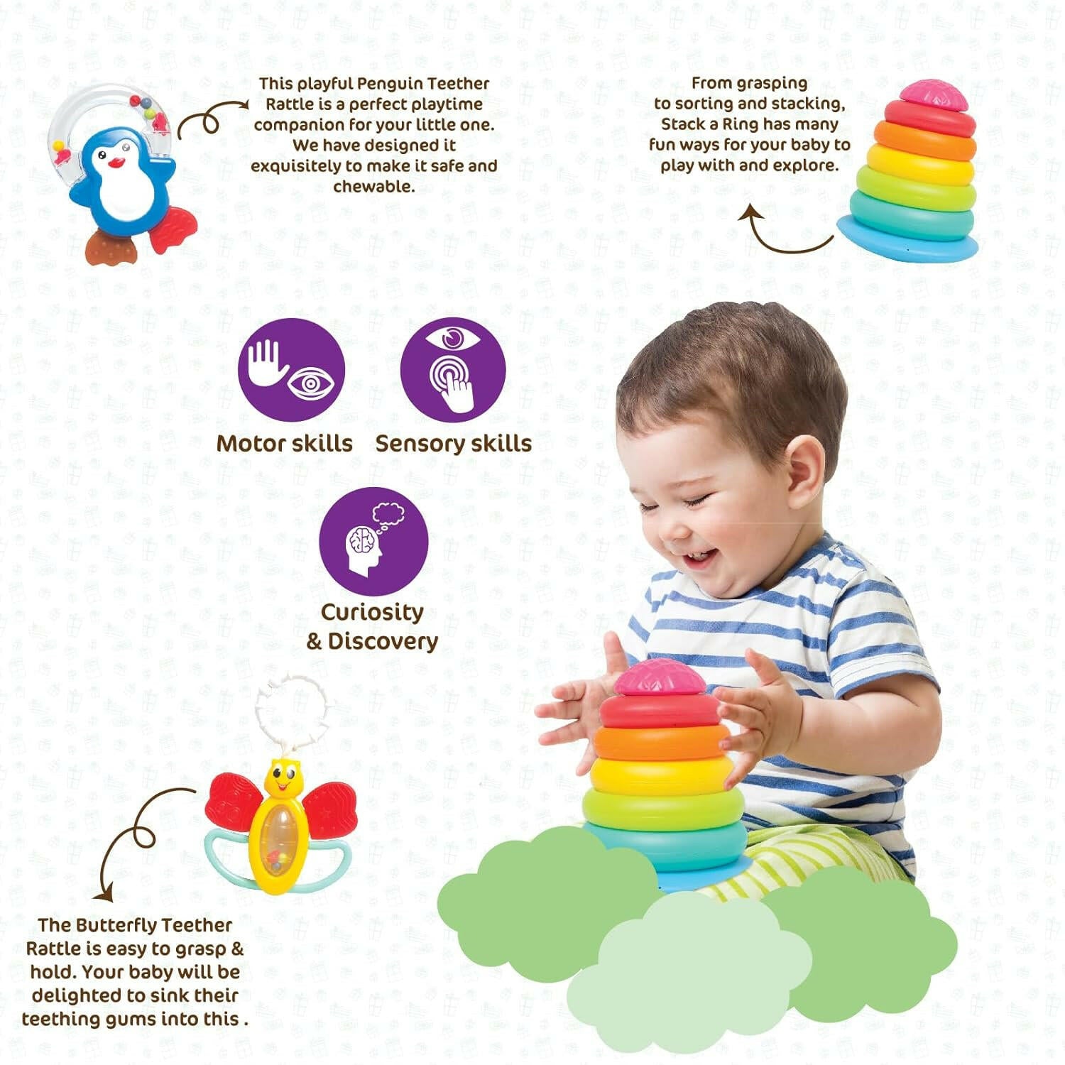 Funskool Baby's Gift Set 9-Piece Infant Toy Collection Ages