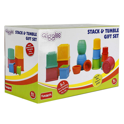 Funskool Giggles Stack N Tumble Gift Set at go littles product image 2. Giggles Stack & Tumble gift set packaging on a white background