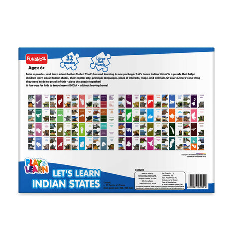 FUNSKOOL (INDIA) LTD Let's Learn Indian States Puzzle  Go Science Goods.