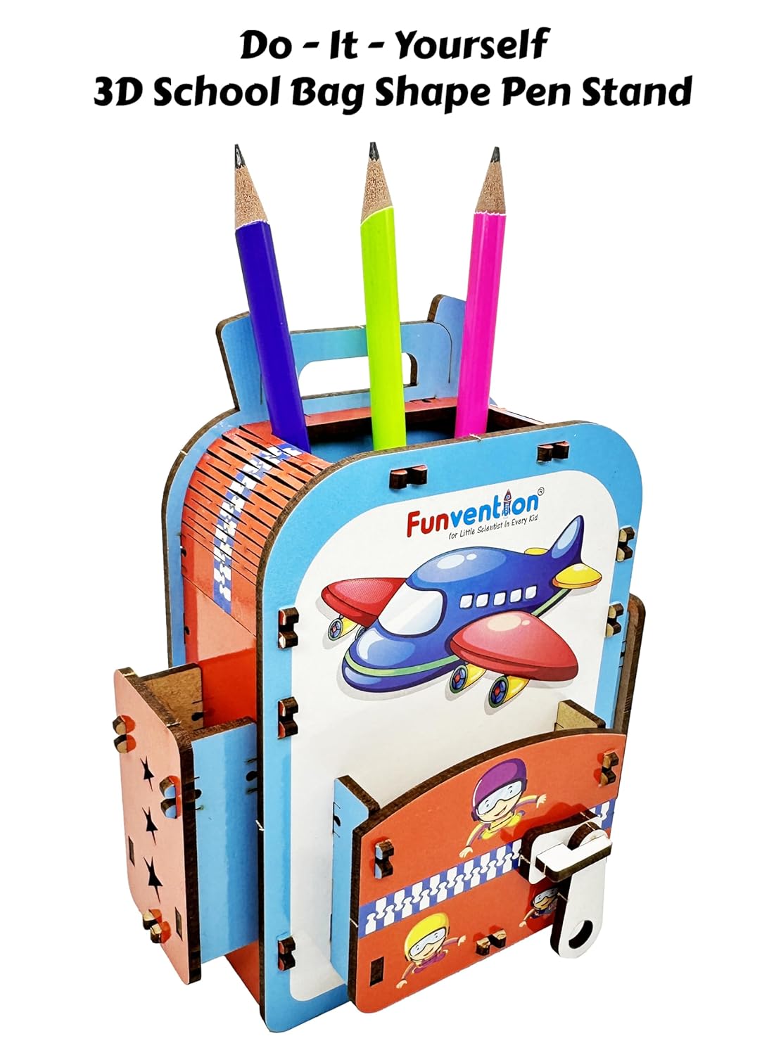 Funvention Airplane DIY Pen Stand 3D Puzzle Model Desk Organizer for 4+ Years Kids Go Science Image 1
