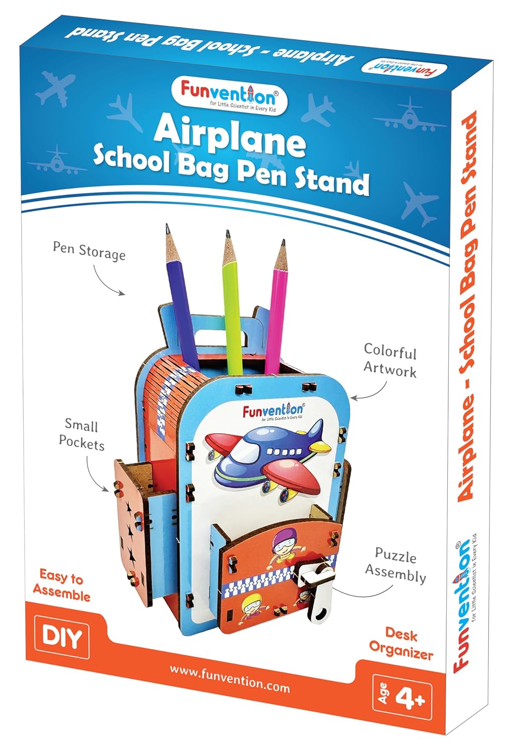 Funvention Airplane DIY Pen Stand 3D Puzzle Model Desk Organizer for 4+ Years Kids Go Science Image 2