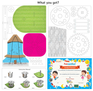 Funvention Windmill DIY Pen Stand Mechanical Model Desk Organizer for 4+ Years Kids 3D Puzzle Art and Craft_goscience_product image_4