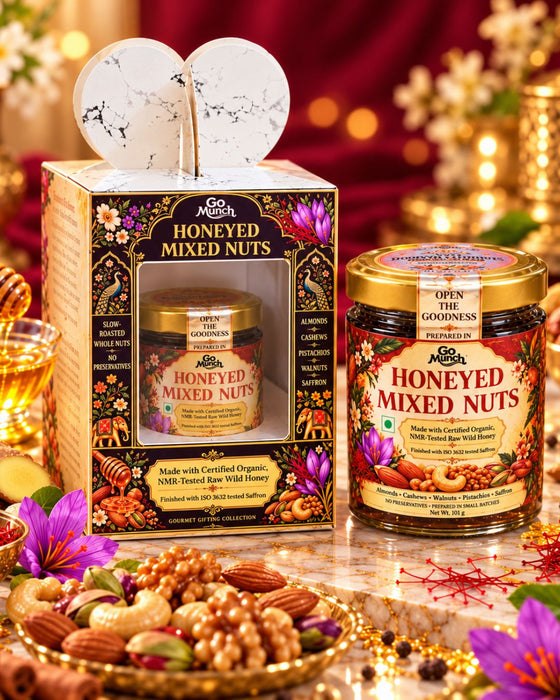 Go Munch by Go Science Honey mixed nuts made with organic honey and saffron gift pack