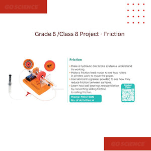GO Science educational material for Grade 8/Class 8 school project on friction with a diagram and text.